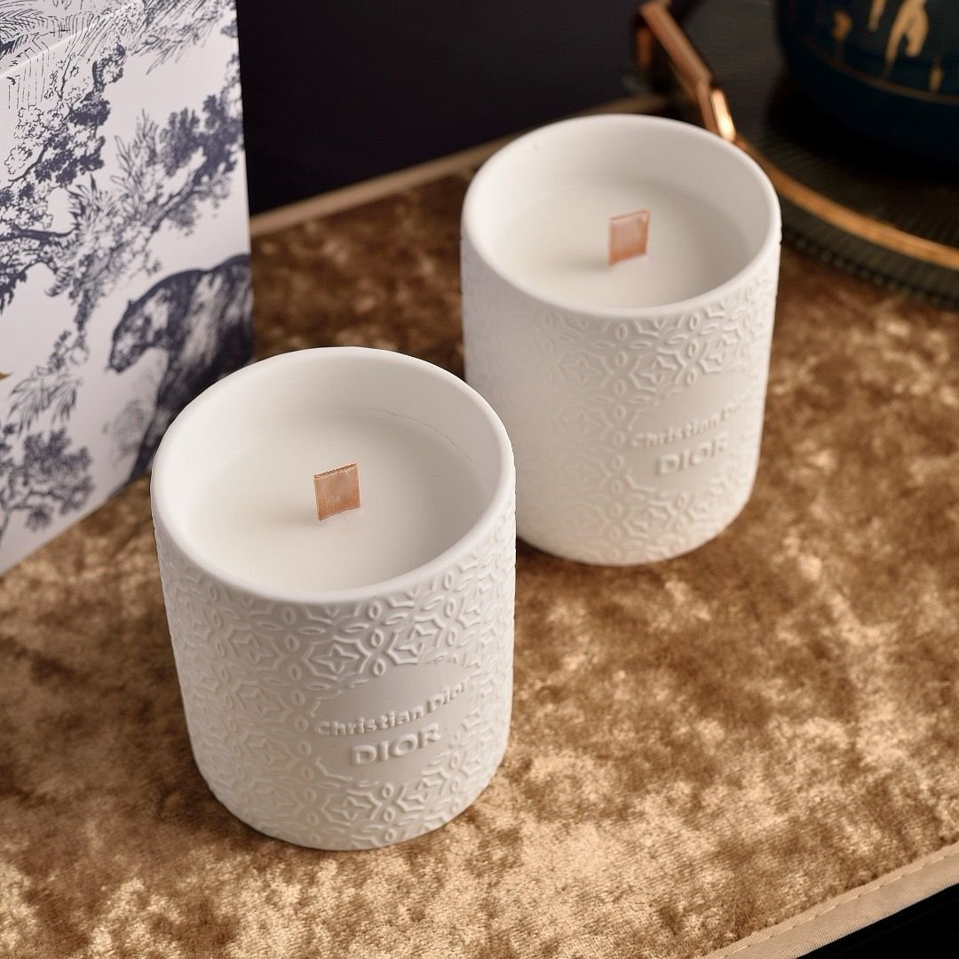 Dior candle set of two white candles